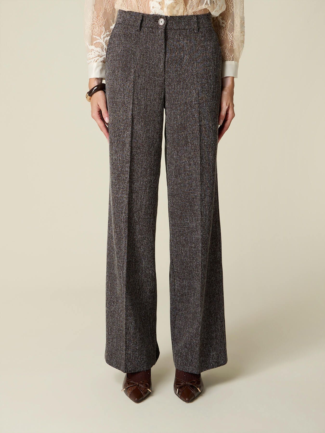 Palazzo pants in viscose blend fabric image number 3