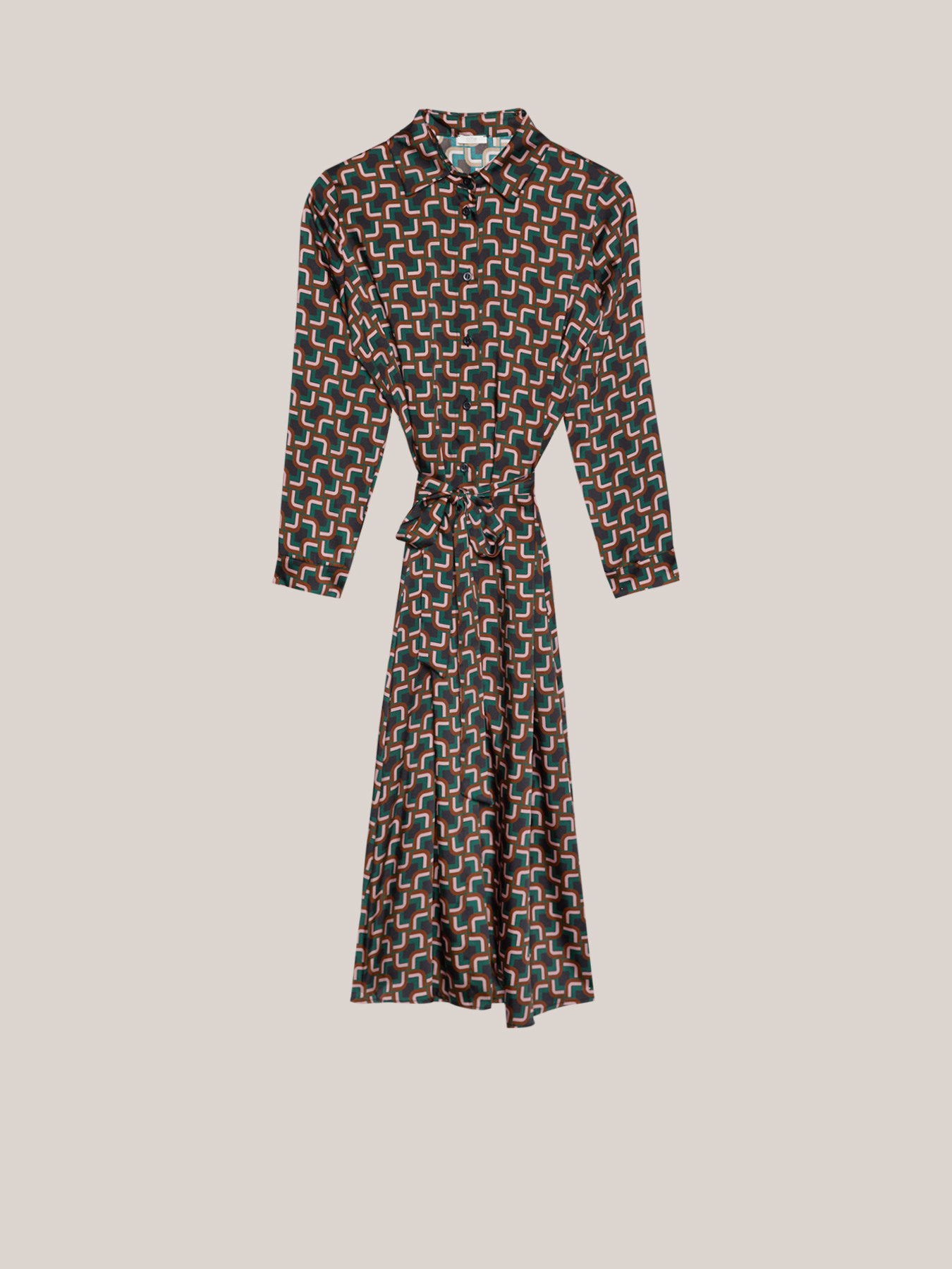 Vestido camisero de raso con efecto &oacute;ptico image number 3