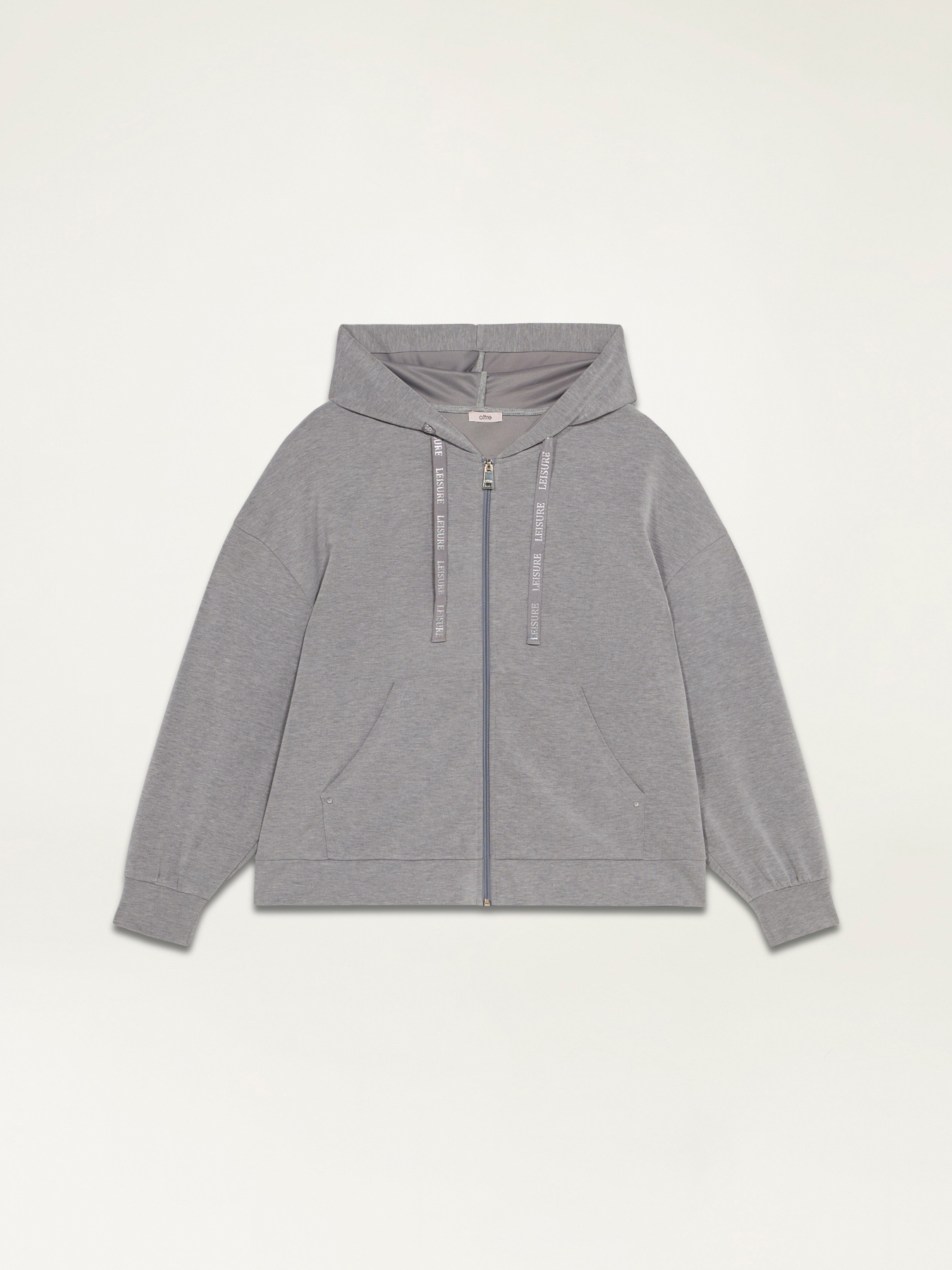 Hanorac din amestec de modal cu glugă și fermoar image number 4