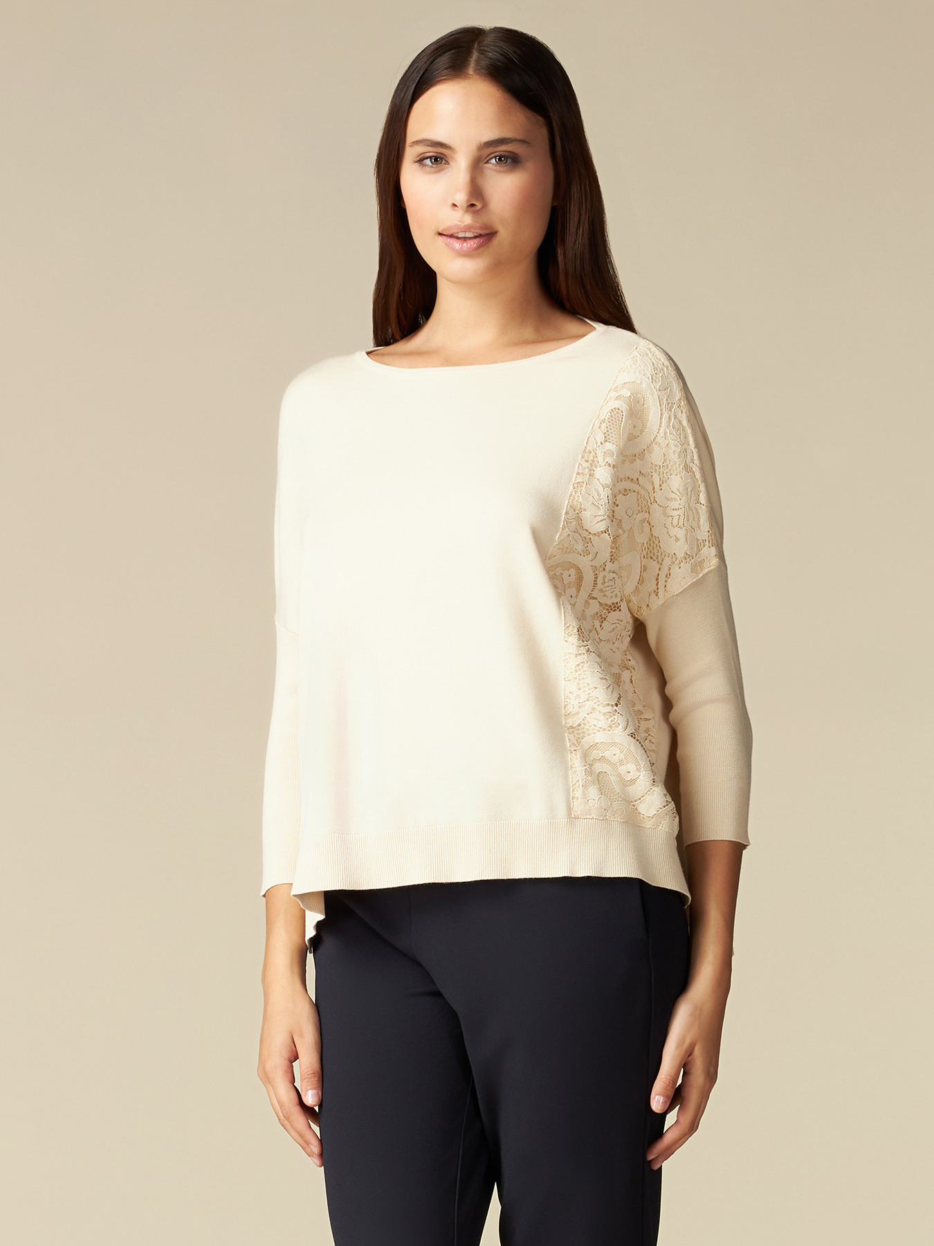 Maglia over con inserto in pizzo image number 0