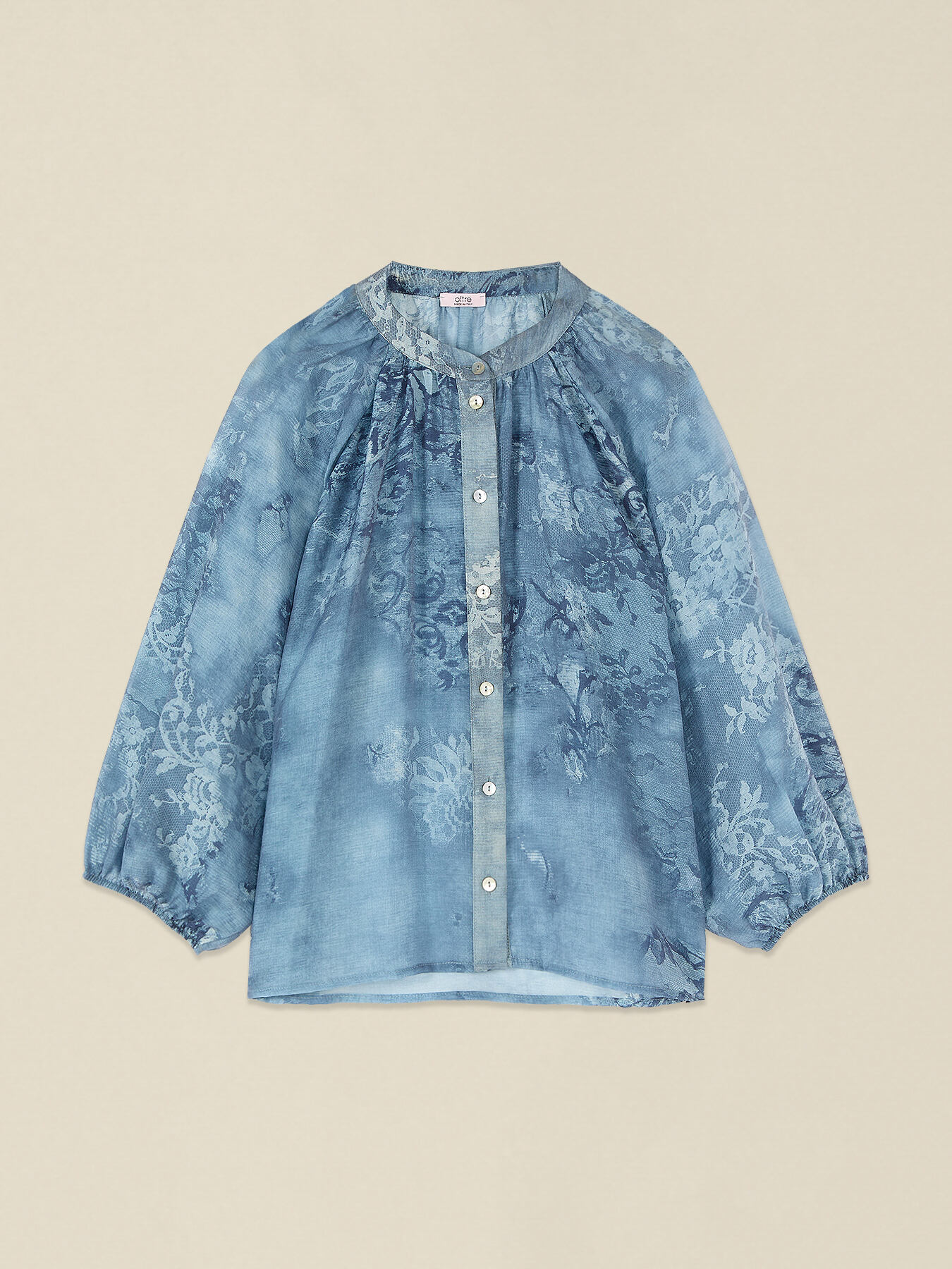 Patterned shirt with mandarin collar image number 3