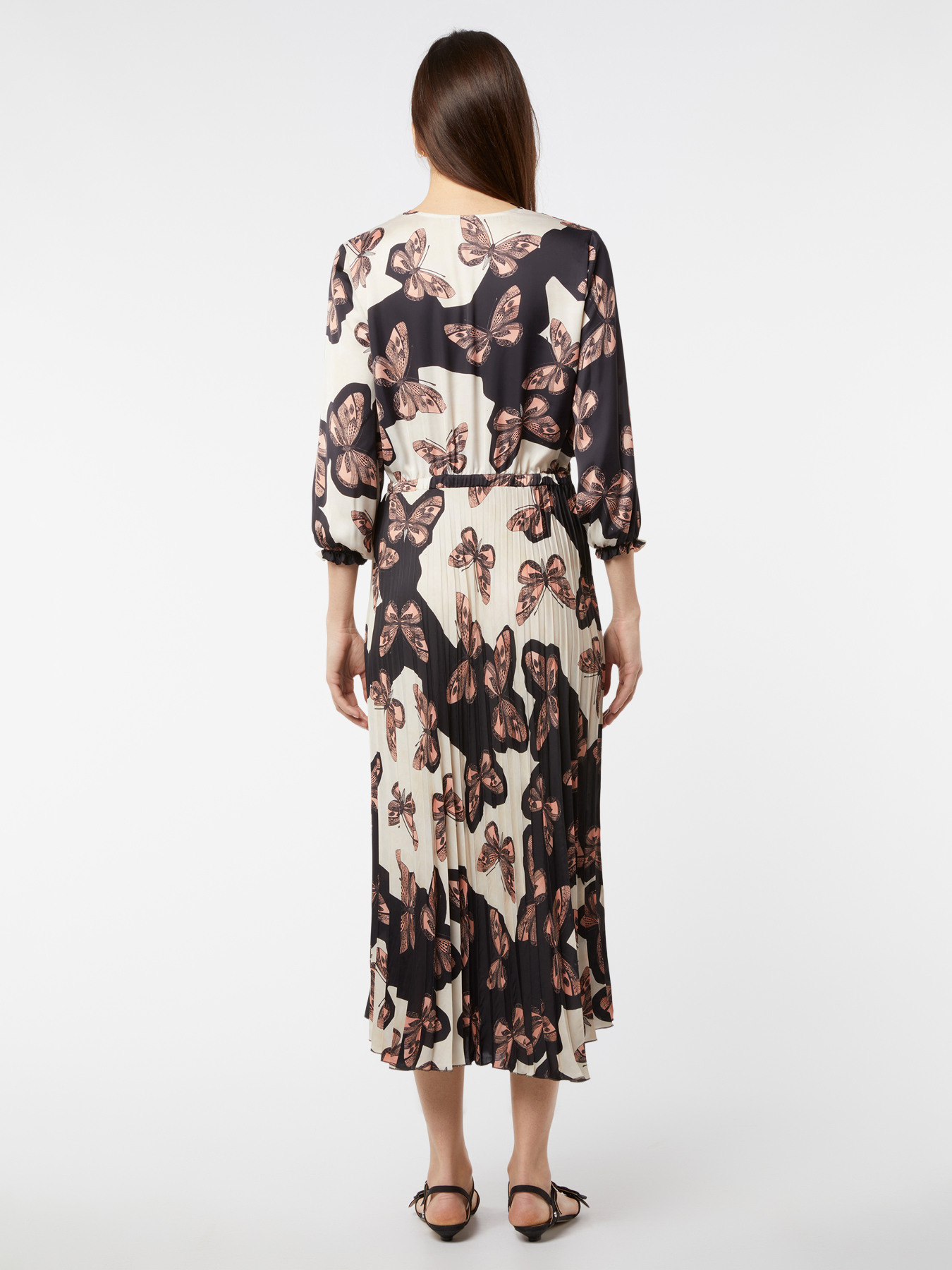 Langes Kleid aus gemustertem Satin image number 1