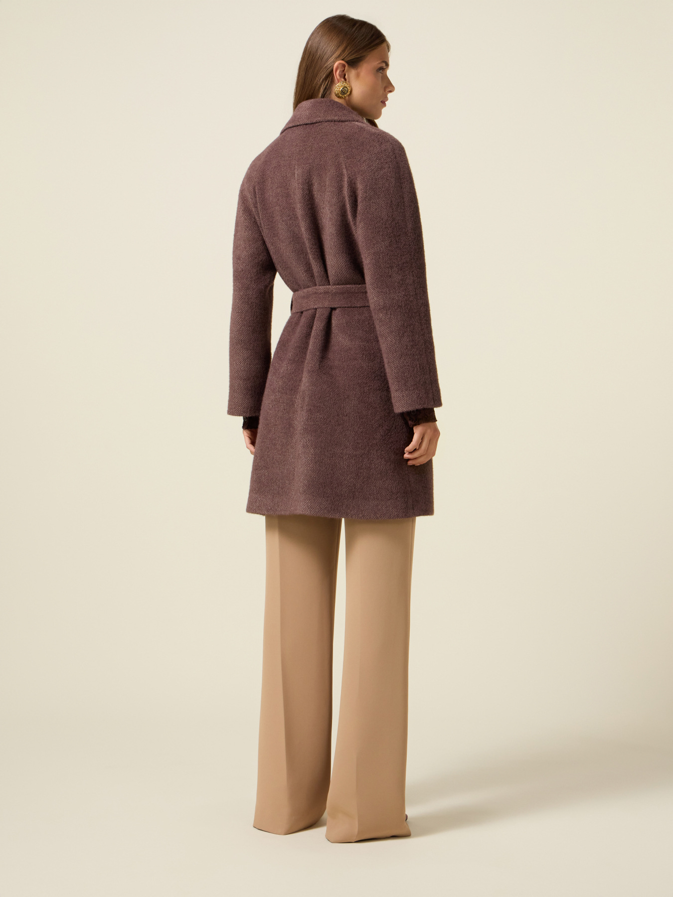 Knitted coat with belt image number 2