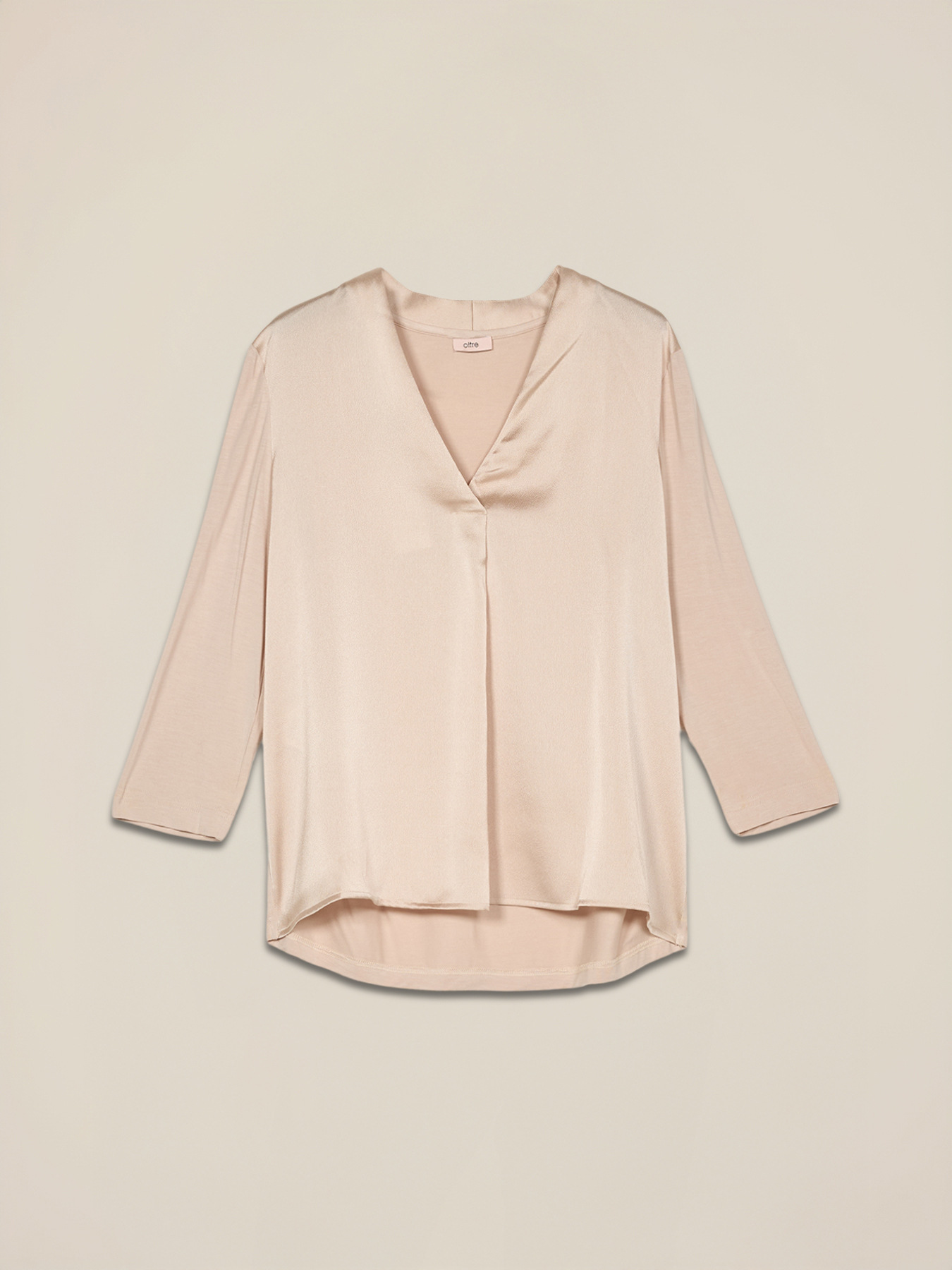 T-shirt bimaterica con scollo a V image number 3