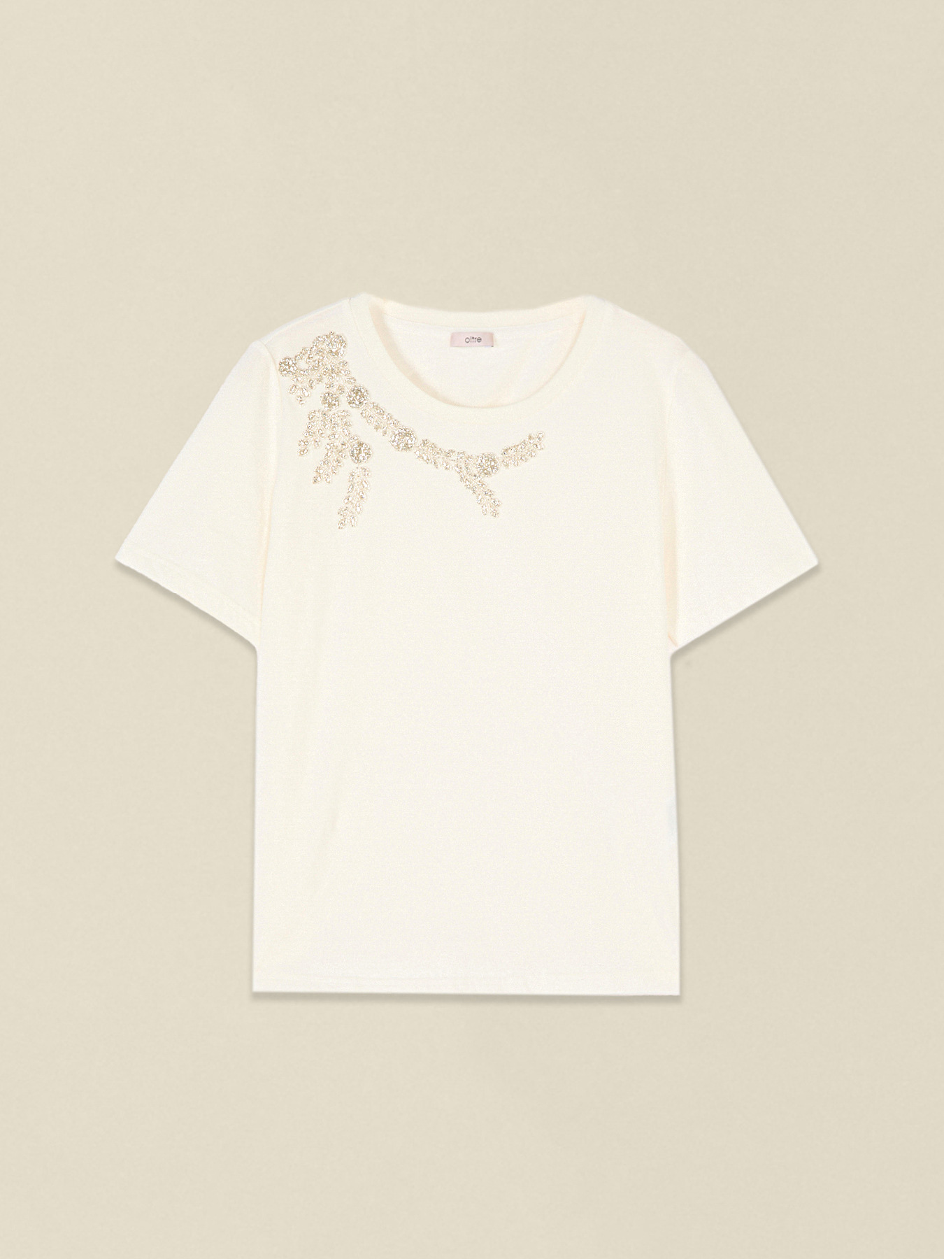 Cotton T-shirt with jewel embroidery image number 3