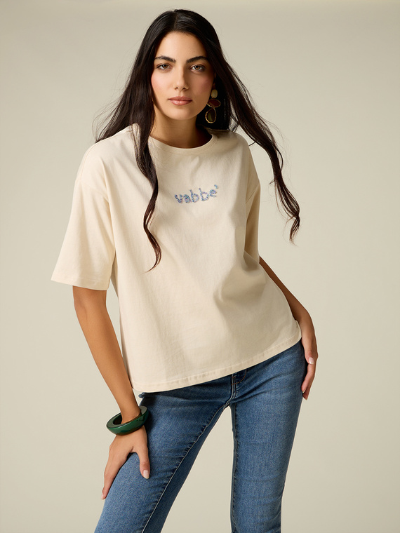 T-Shirt mit Buchstaben-Stickerei