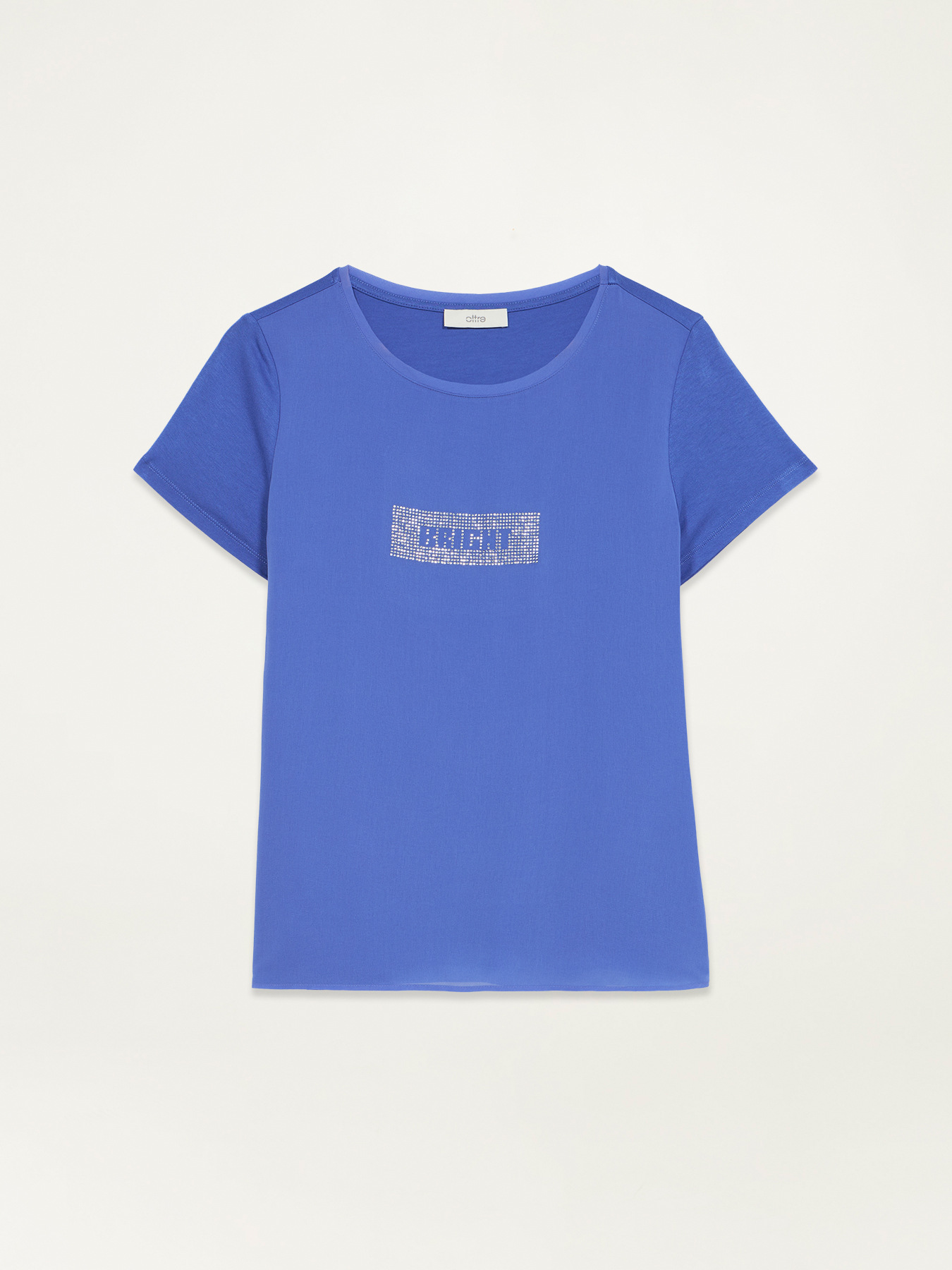 T-shirt bimaterica con strass image number 3