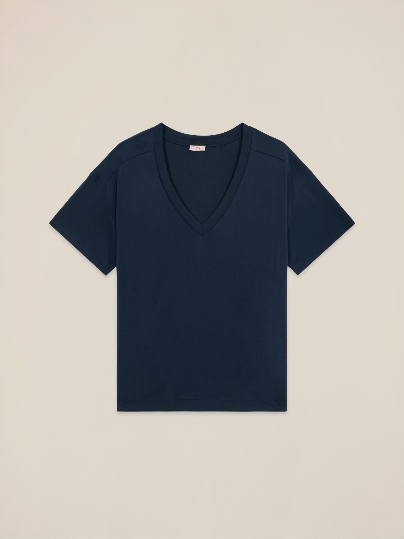 T-shirt en modal m&eacute;lang&eacute; avec col en V image number 3