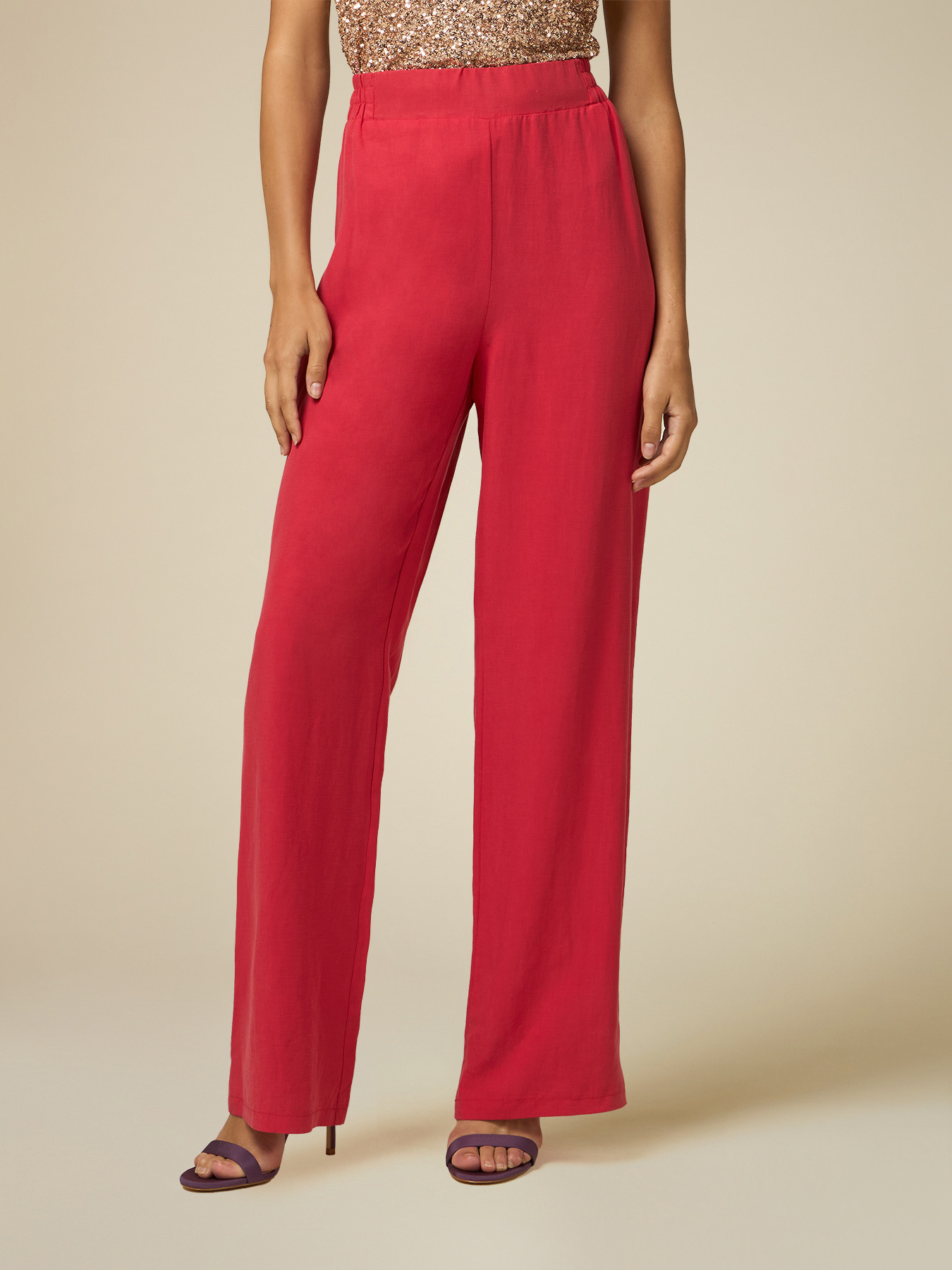Pantalon large en lyocell/lin image number 3