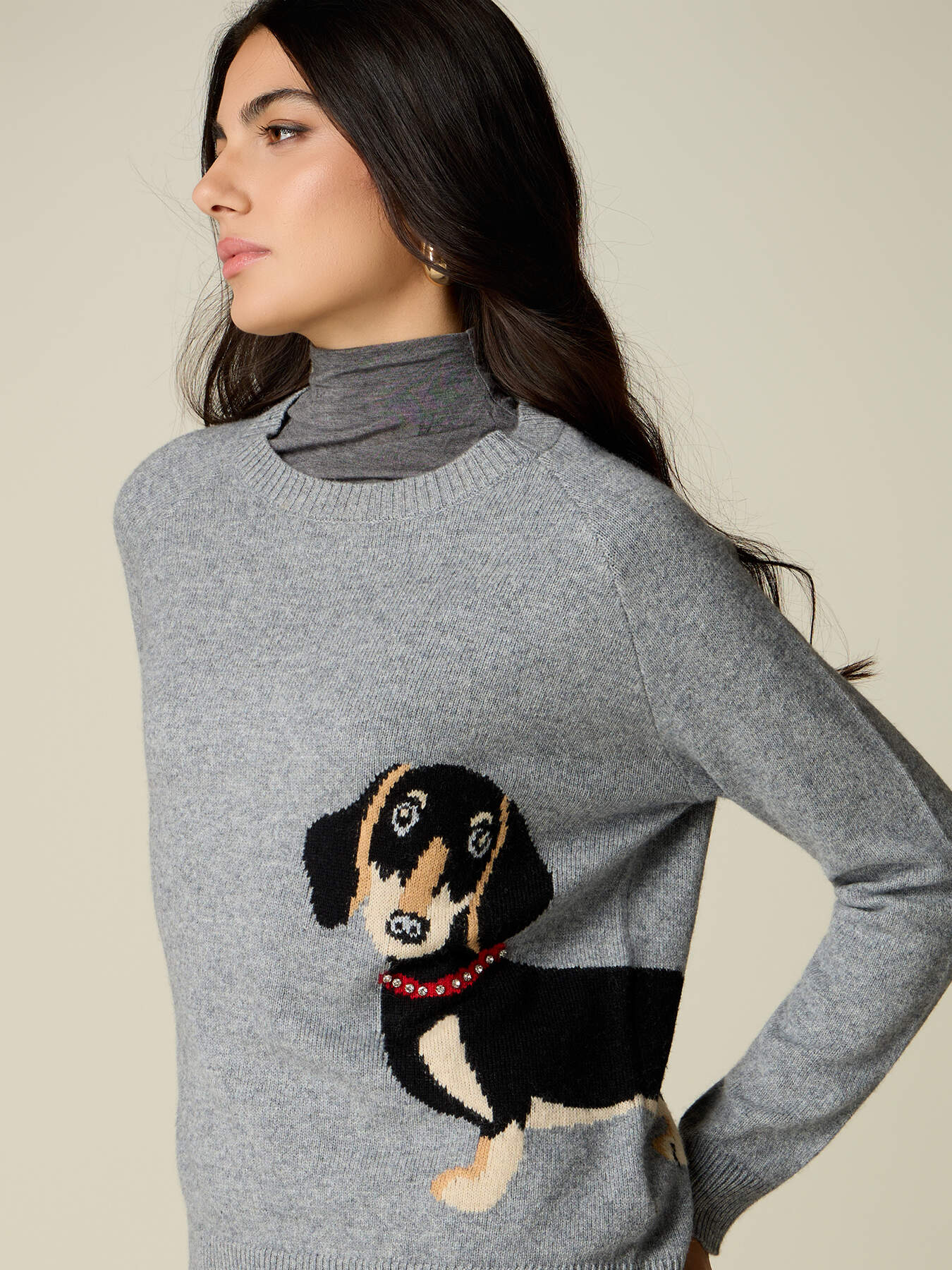 Jacquard-pattern sweater with stud embellishments image number 2