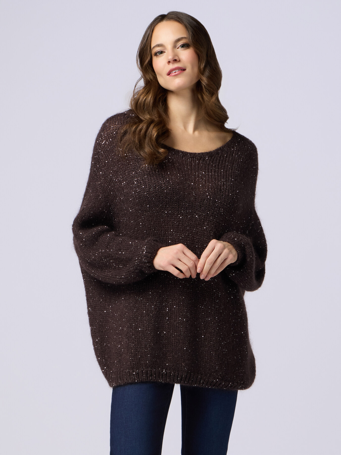 Pulover din amestec de mohair cu paiete image number 0