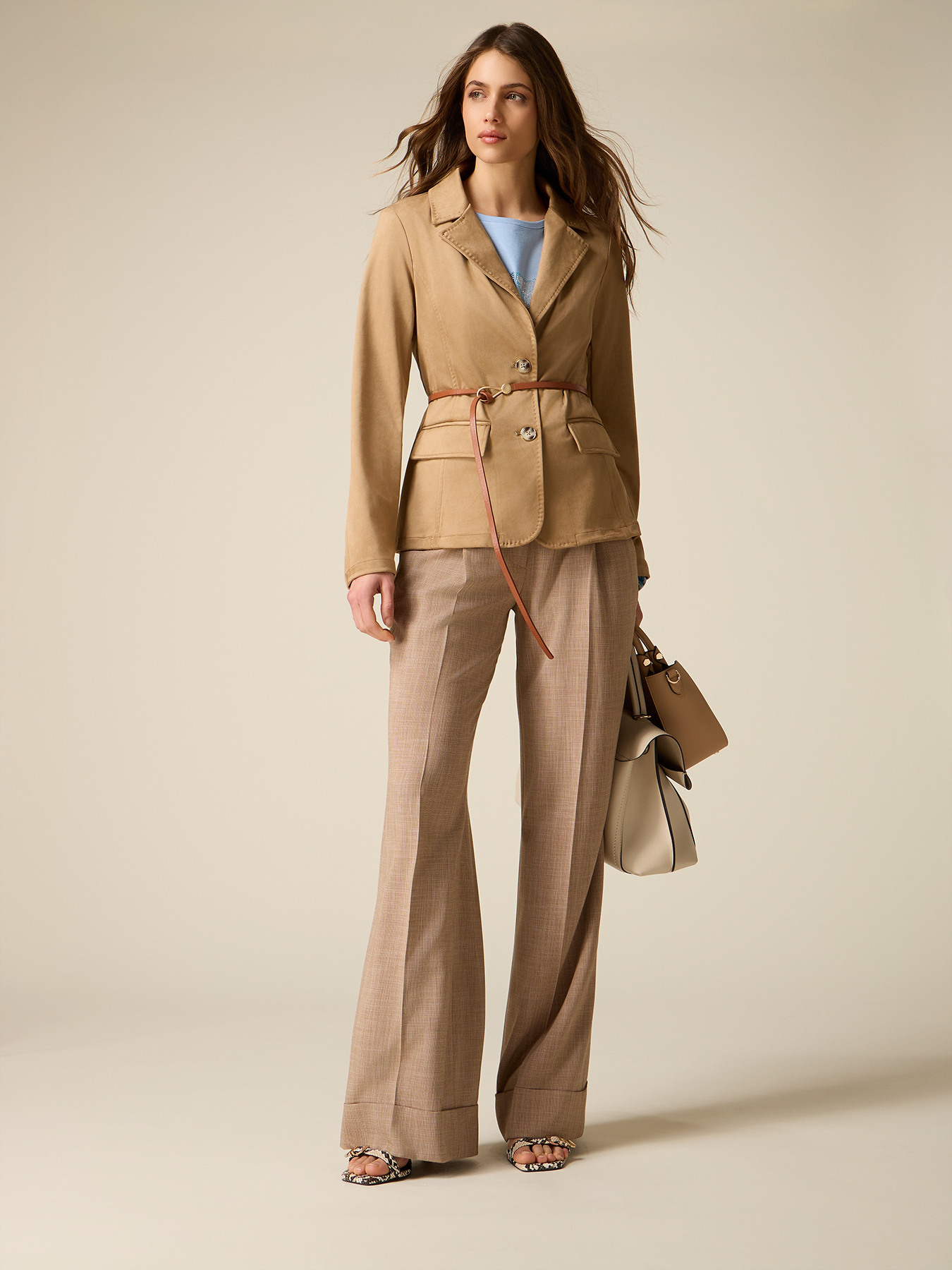 Pantalon palazzo m&eacute;lange viscose image number 0