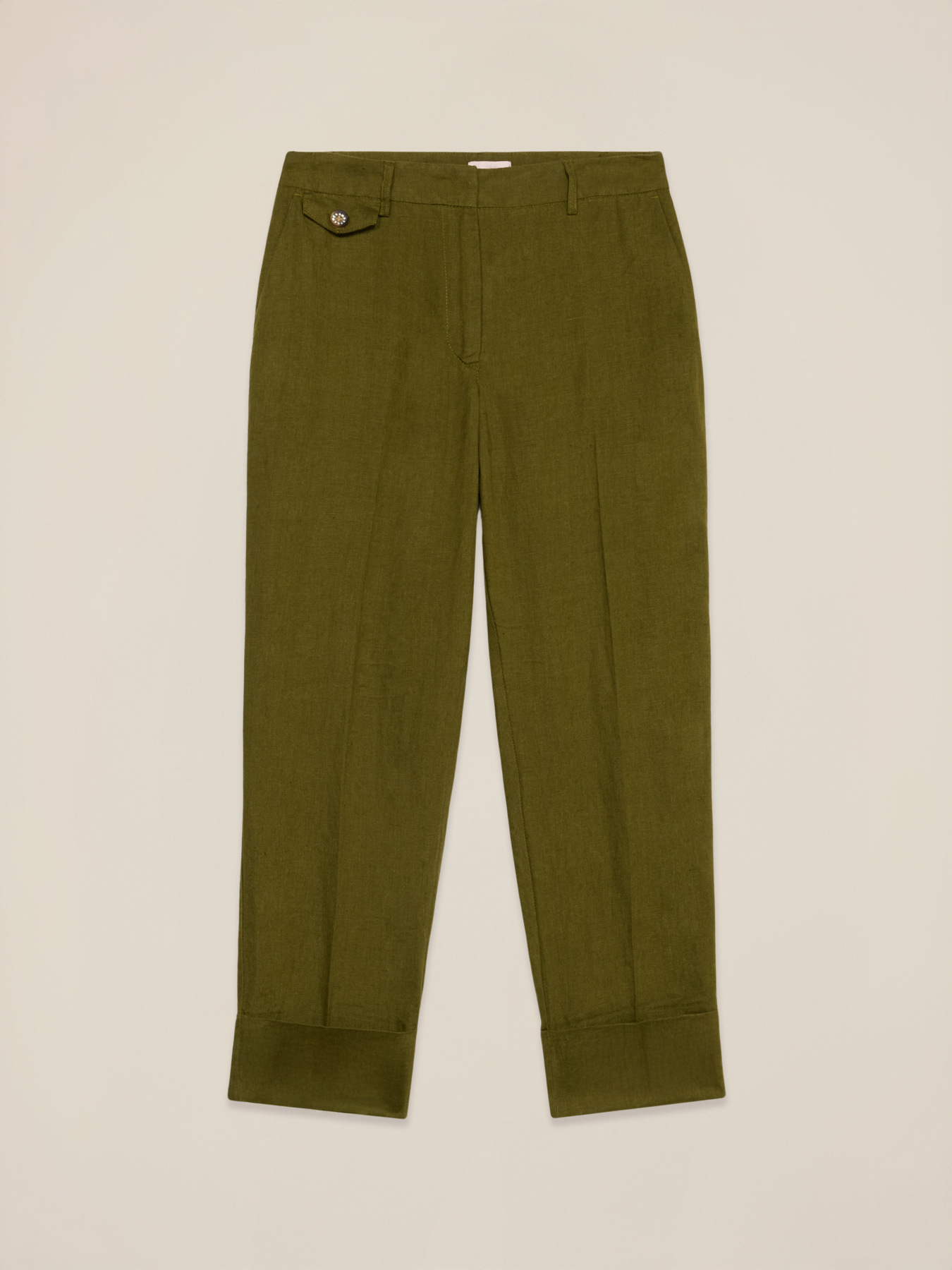 Chinos en lin avec revers image number 4