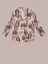 Blusa in raso fantasia floreale con maniche plissè image number 3