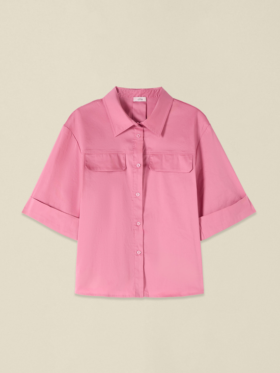 Camicia in popeline con tasche