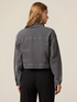 Short denim jacket with applied rhinestones image number 1