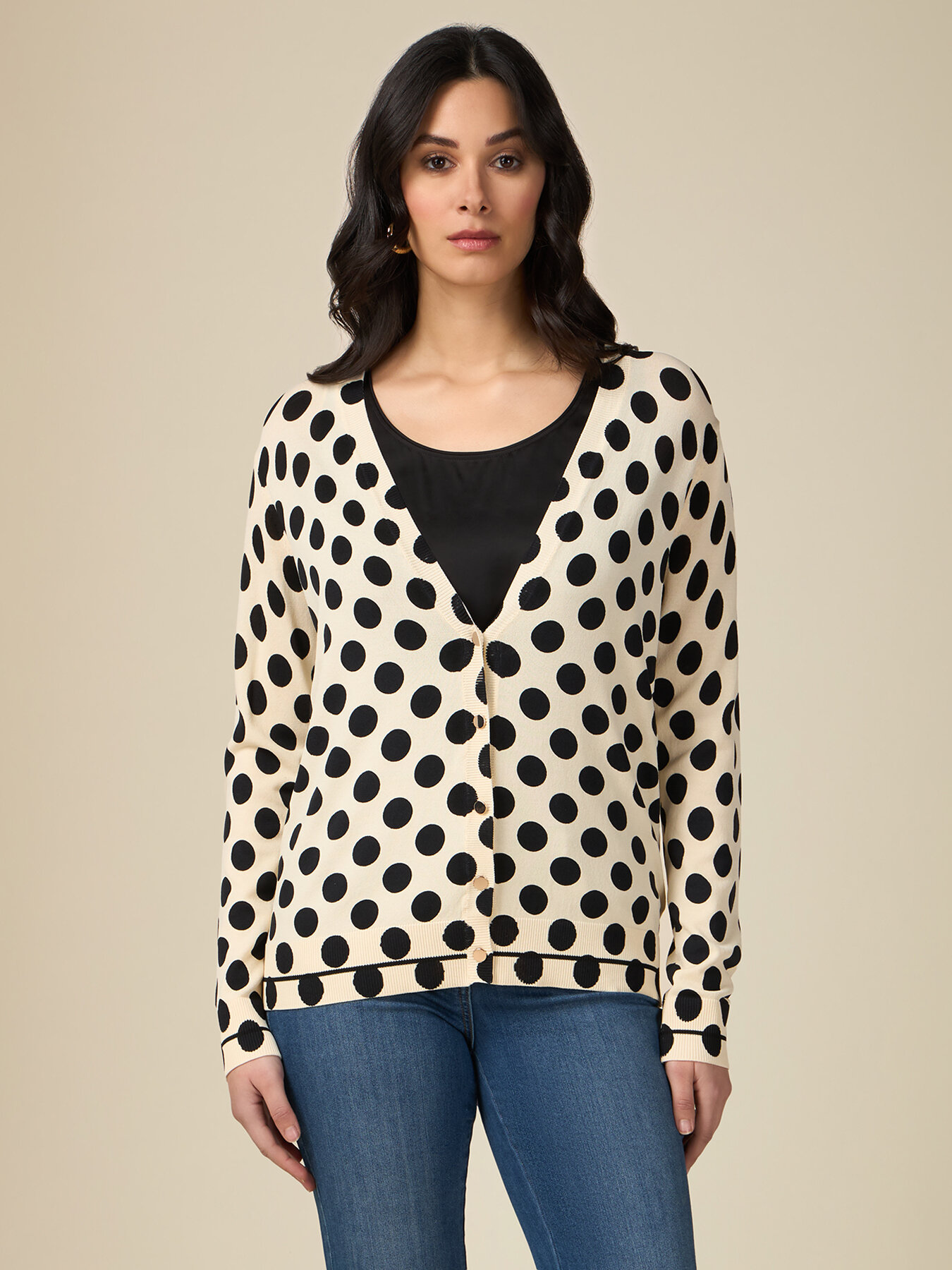 Polka dot print cardigan image number 0