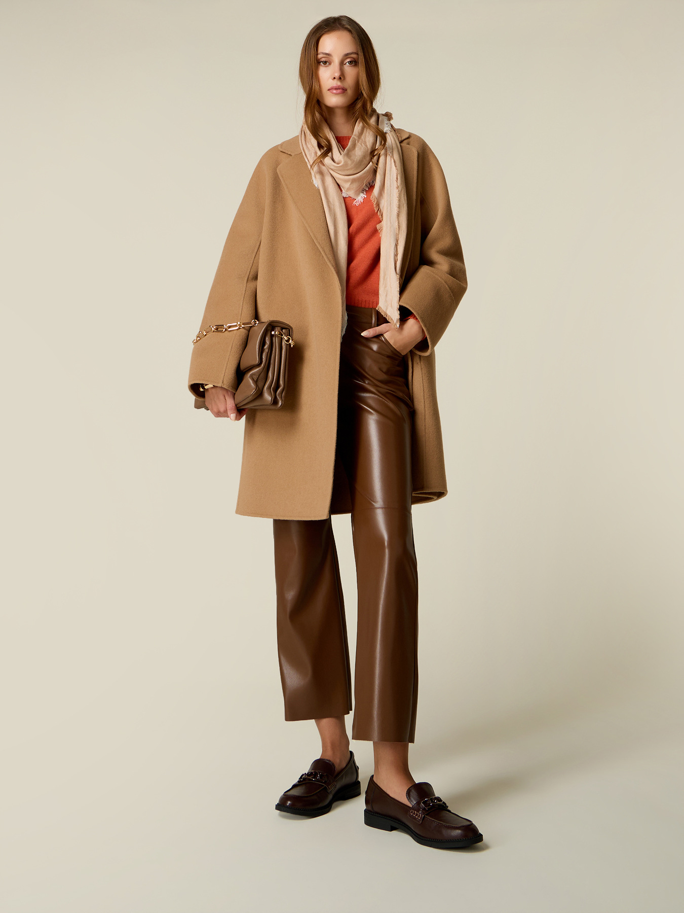 Flare trousers in coated fabric image number 0