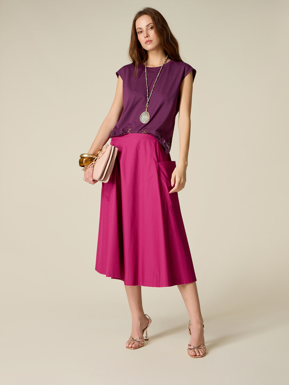 Flared poplin skirt