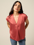 Two-material V-neck T-shirt image number 0