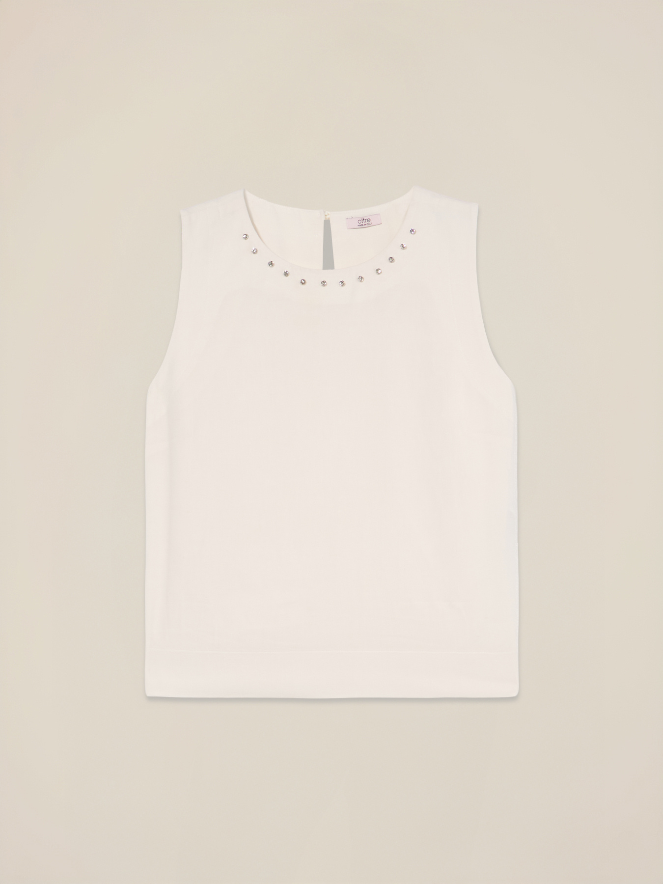 Mixed linen top with crystals image number 3