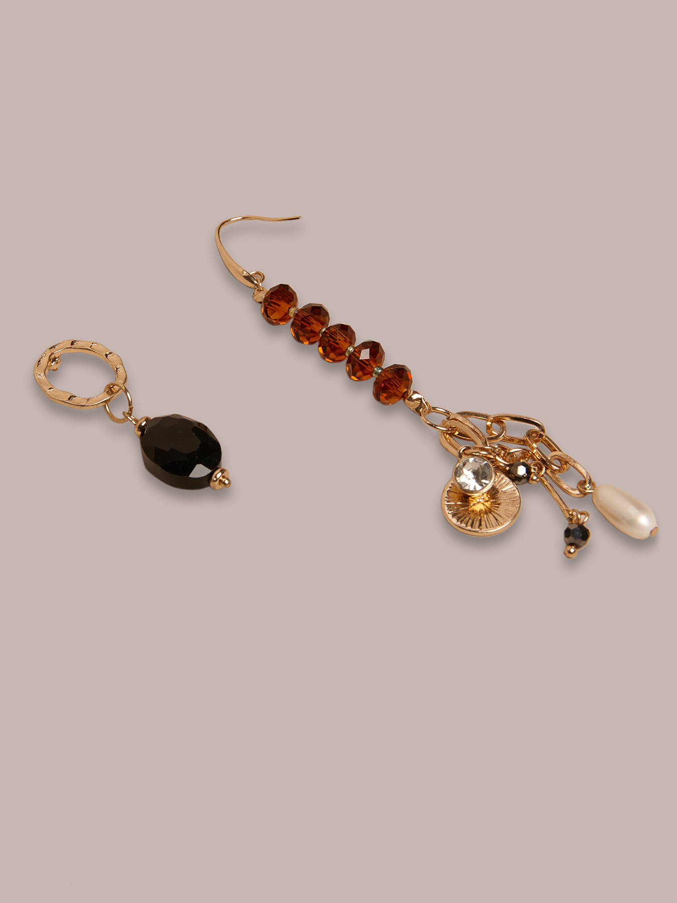 Boucles d'oreille avec perles &agrave; facettes et pierres image number 2