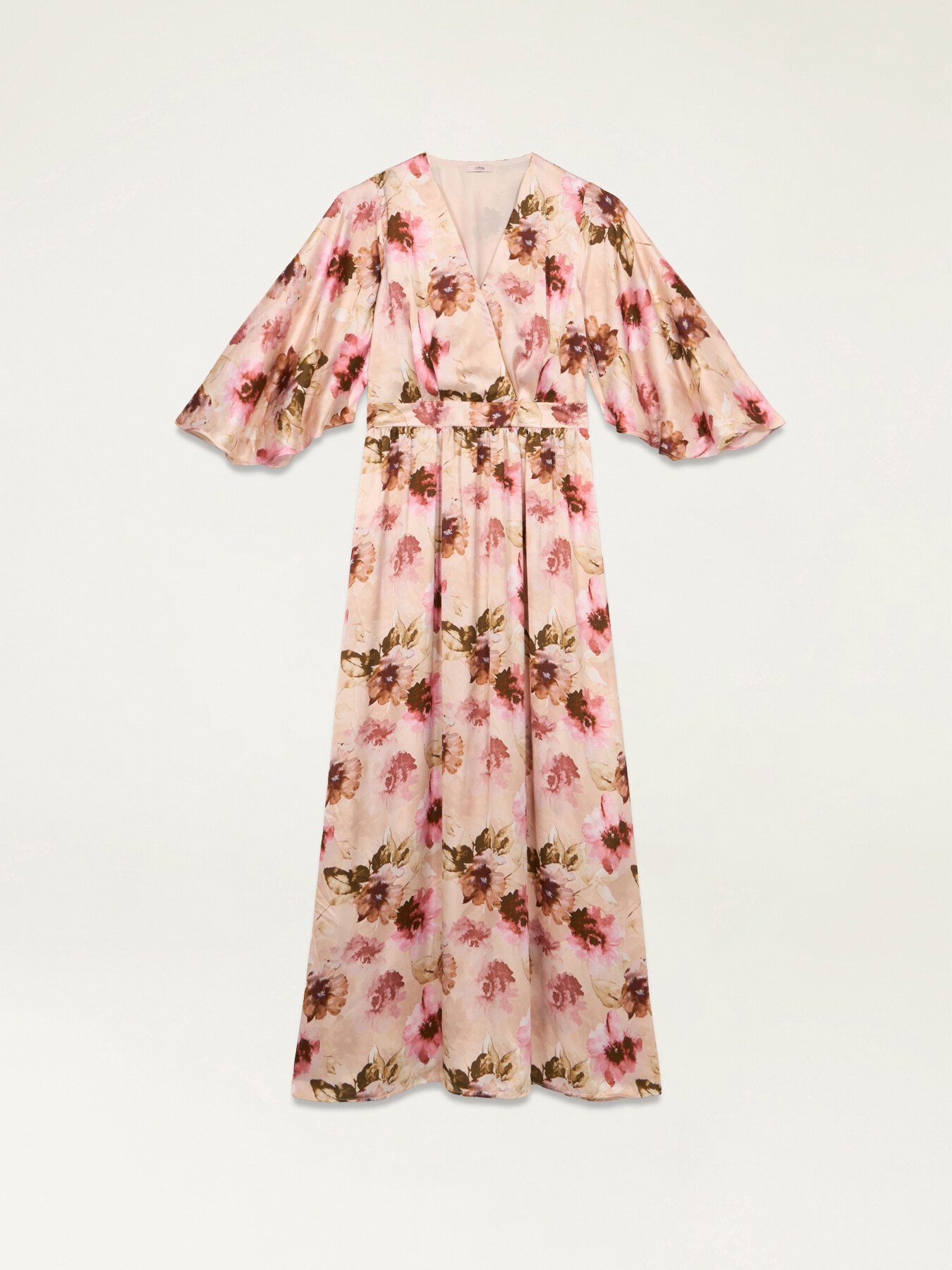 Long floral satin dress image number 4