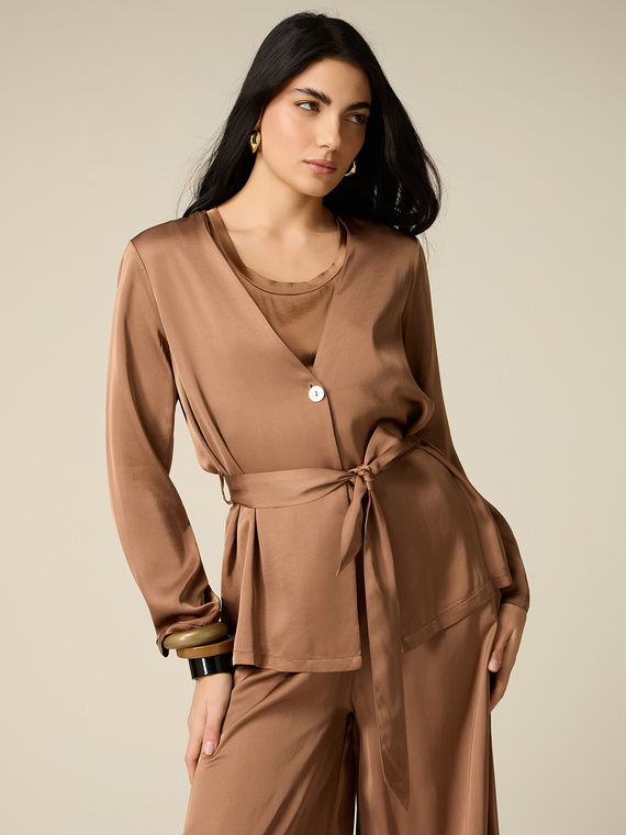 Unstrukturierte Jacke aus Viskose-Satin