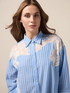Camisa oversize a rayas con encaje image number 2
