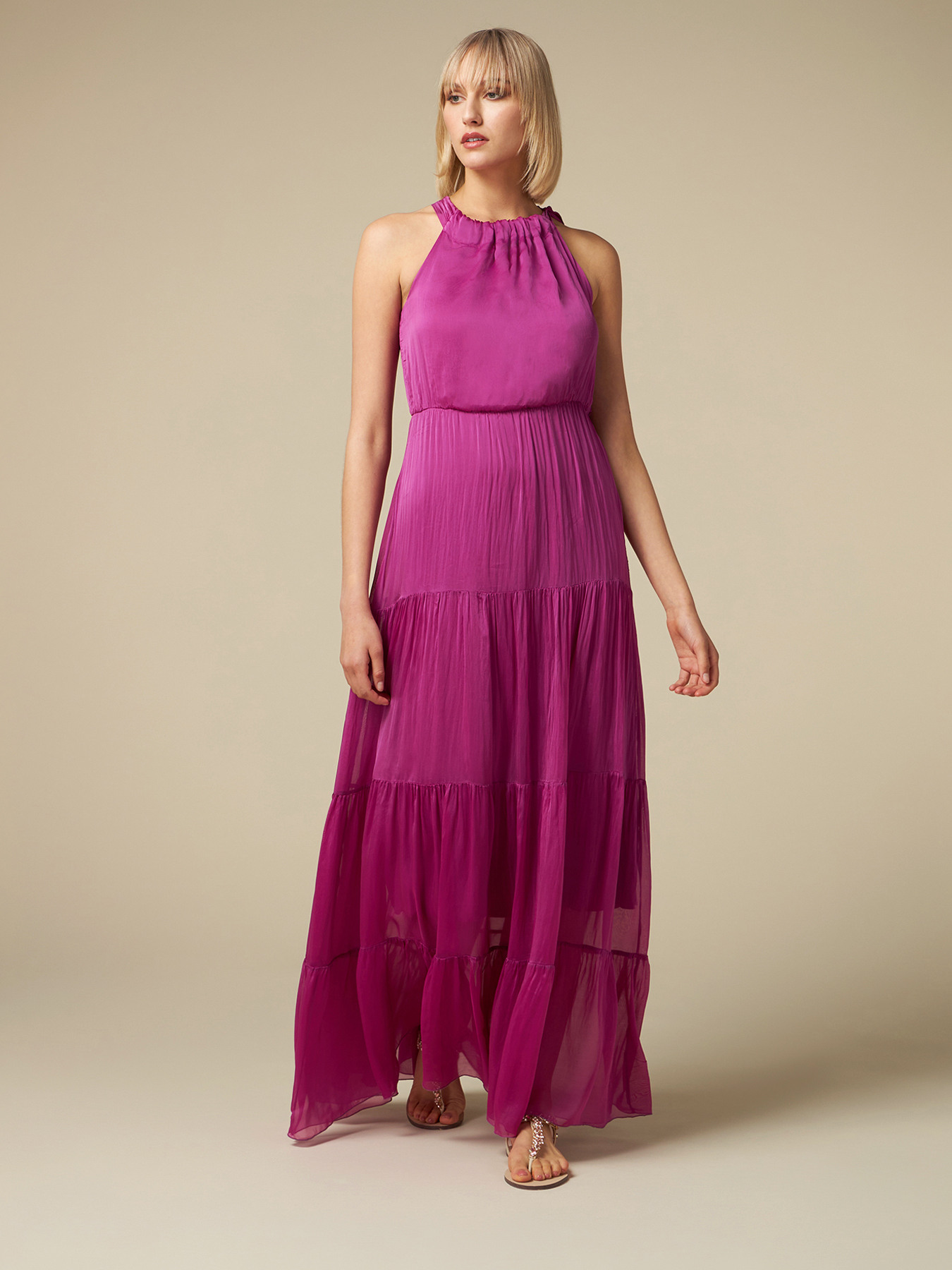 Abito lungo in chiffon misto seta image number 3