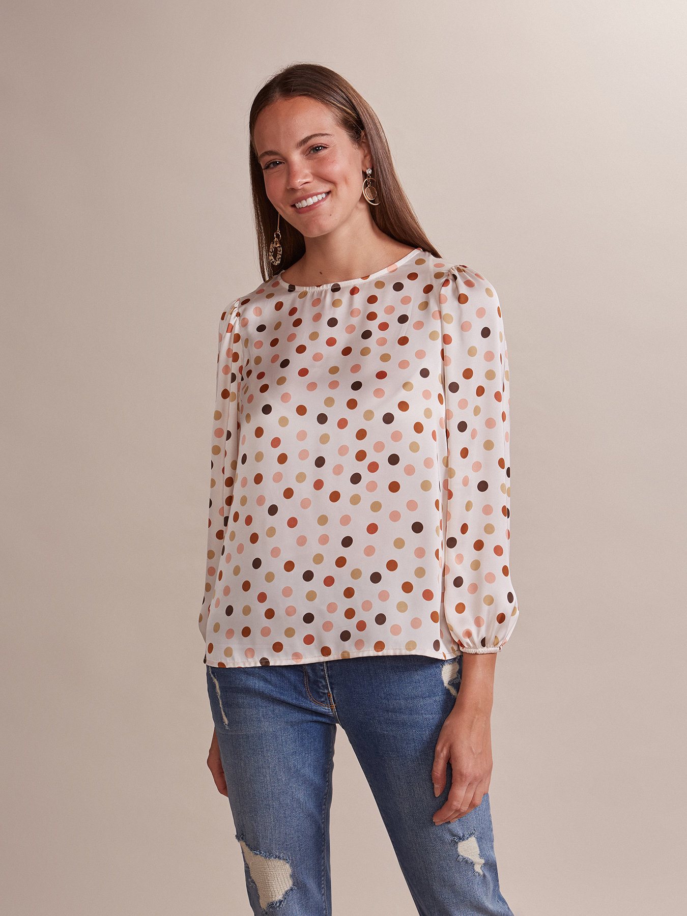 Blusa in raso a pois image number 0
