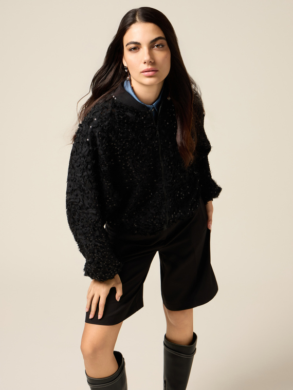 Bomber with tulle and sequins