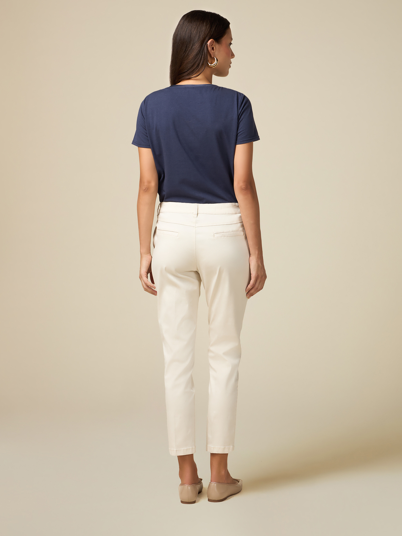 Pantalon chino en tencel m&eacute;lang&eacute; image number 1