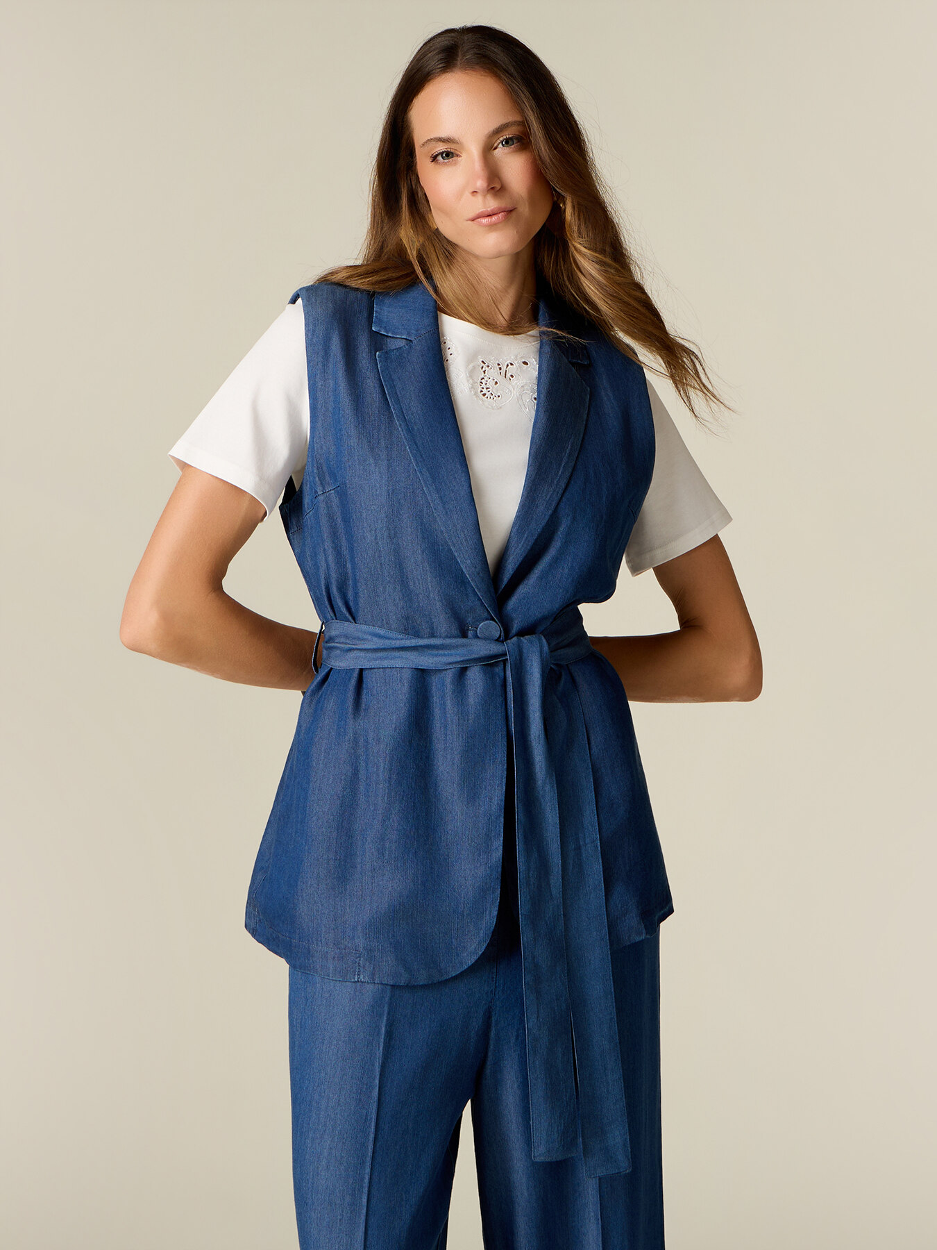 Gilet in tencel effetto denim image number 0