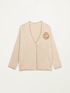 Oversized cardigan with flower brooch image number 3