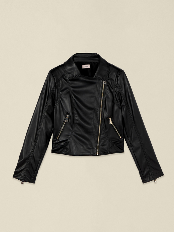 Chaqueta de cuero cropped