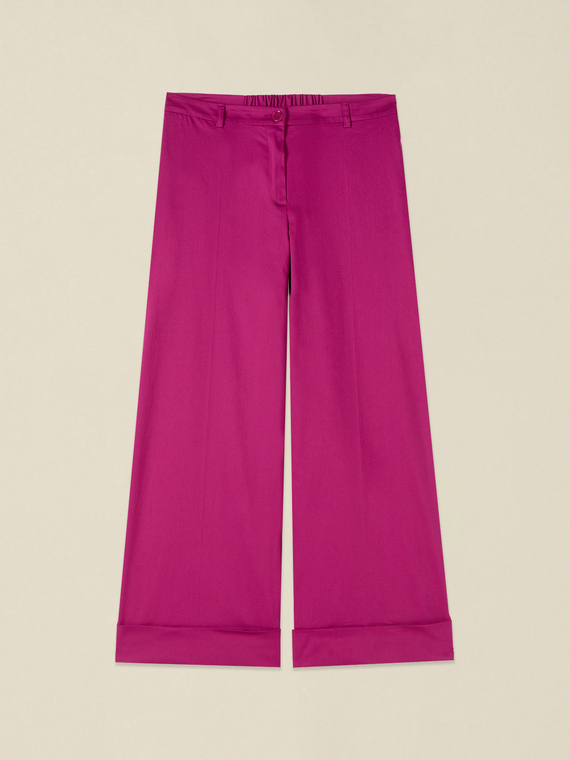 Cotton blend cropped trousers