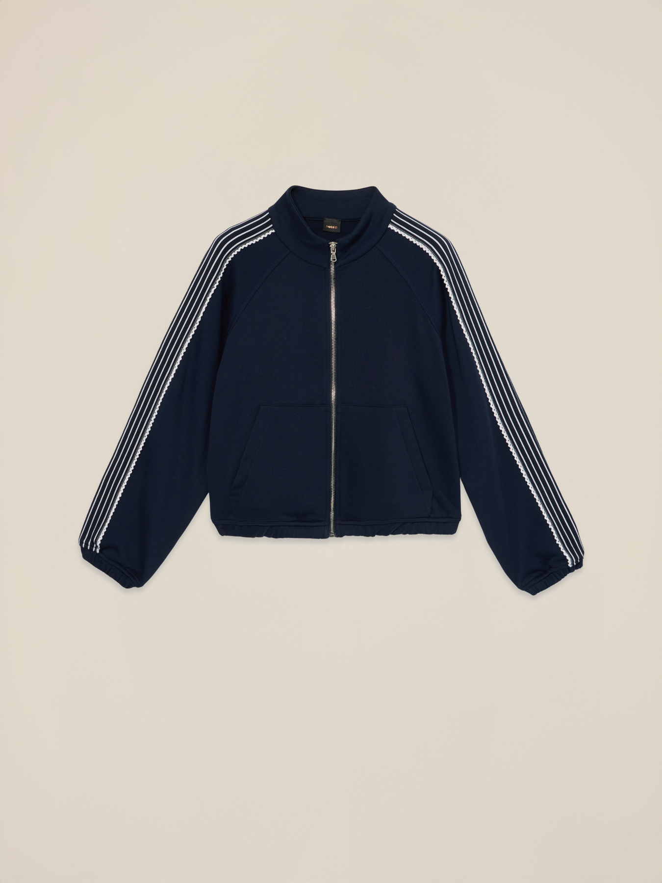 Felpa con zip e profili in pizzo image number 3