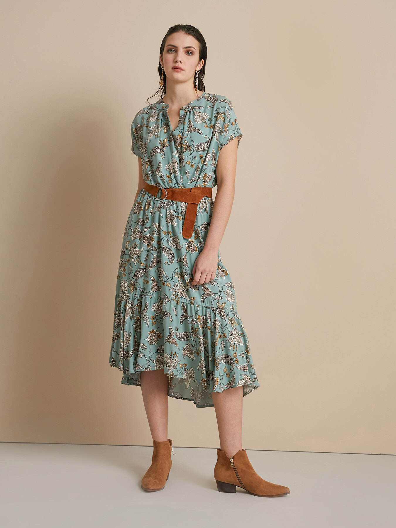 Midi-Kleid mit Blumenmuster image number 2