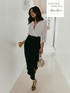 Two-material dress with wrap skirt image number 0