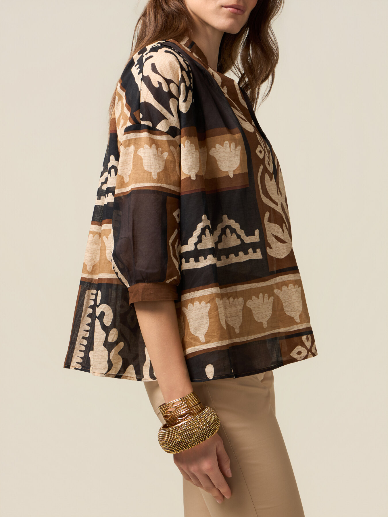 Blusa boxy in mussola fantasia image number 2