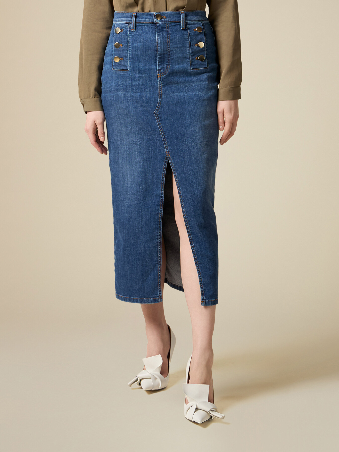 Falda de tubo de tela vaquera image number 3