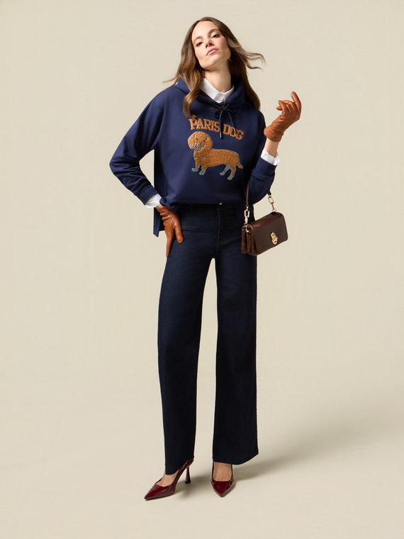 Blaue Rinse-Palazzo-Jeans