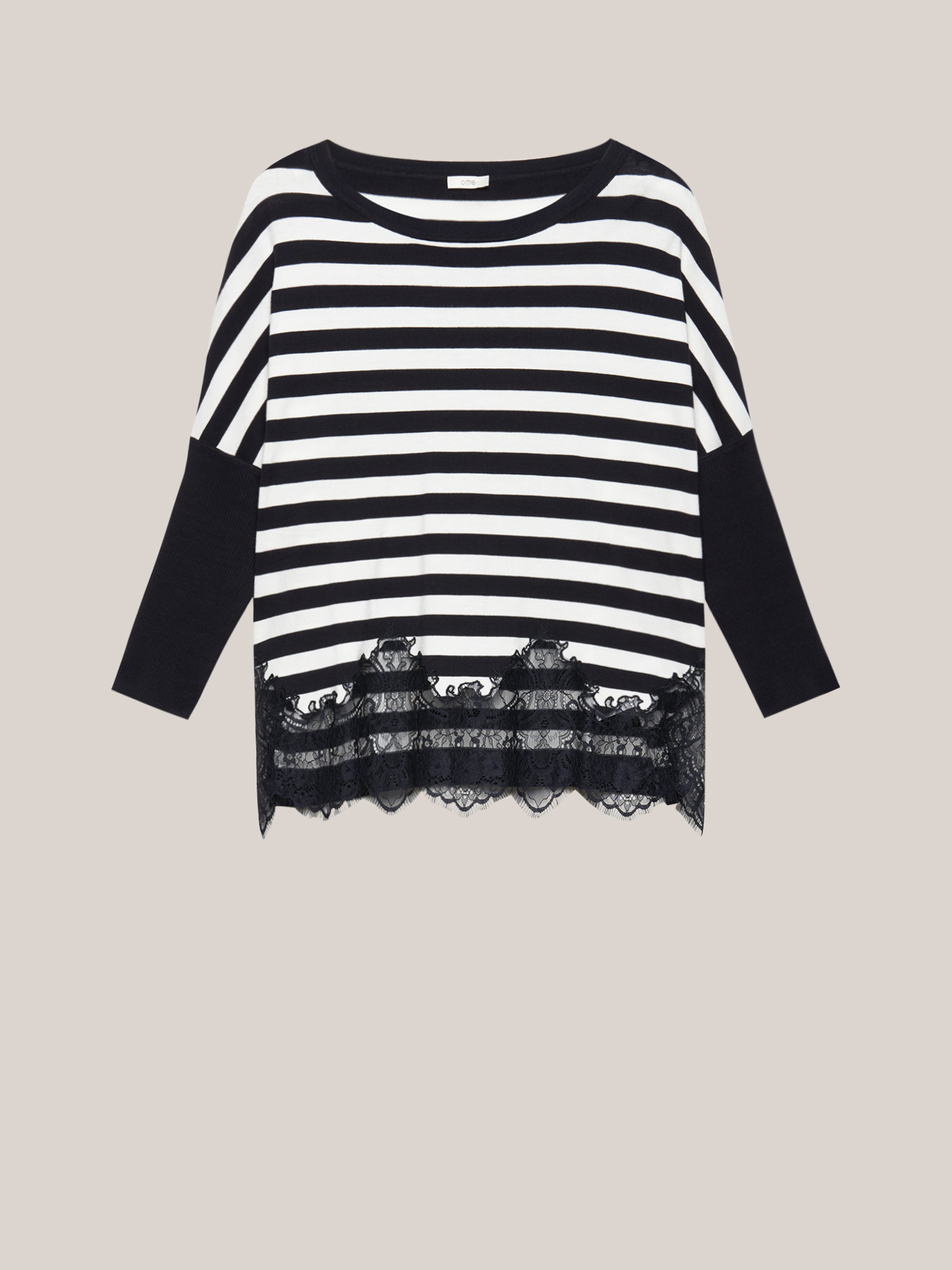 Maglia a righe con pizzo image number 3