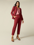 Pantaloni cropped din țesătură crepe image number 0