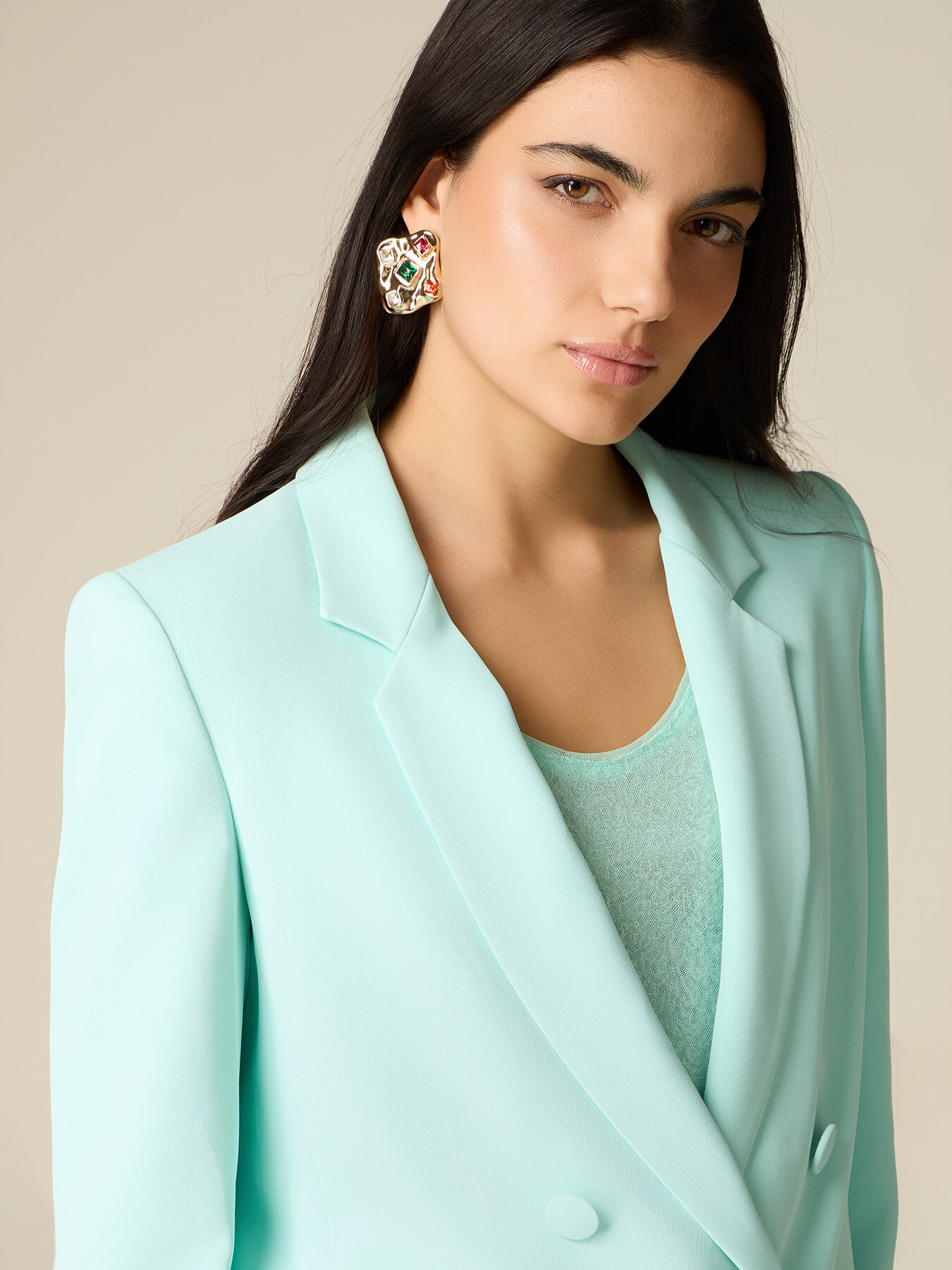 Blazer crois&eacute; en tissu cr&ecirc;pe image number 2