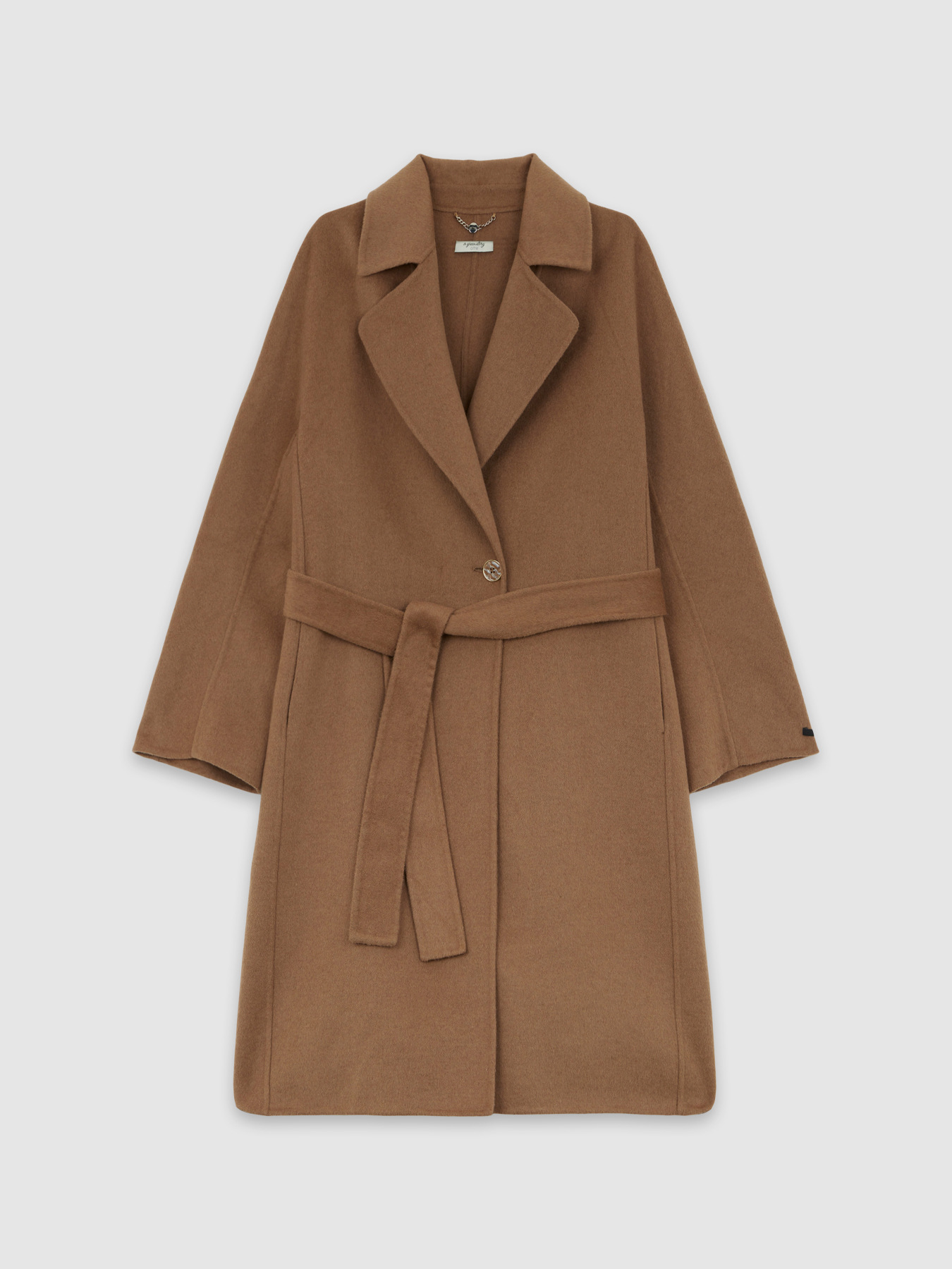 Manteau en laine m&eacute;lang&eacute;e avec ceinture image number 3