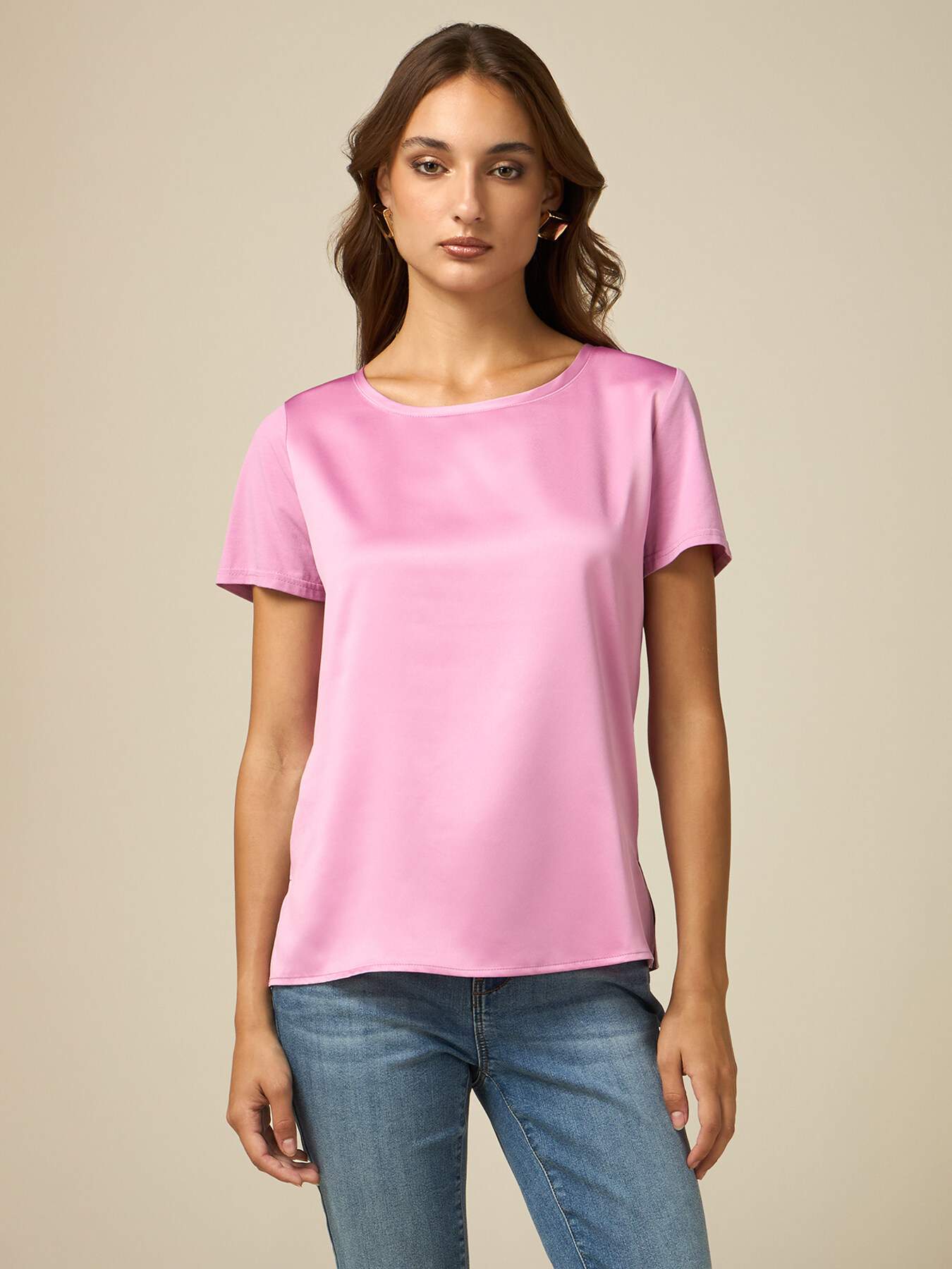 Two-material T-shirt image number 0