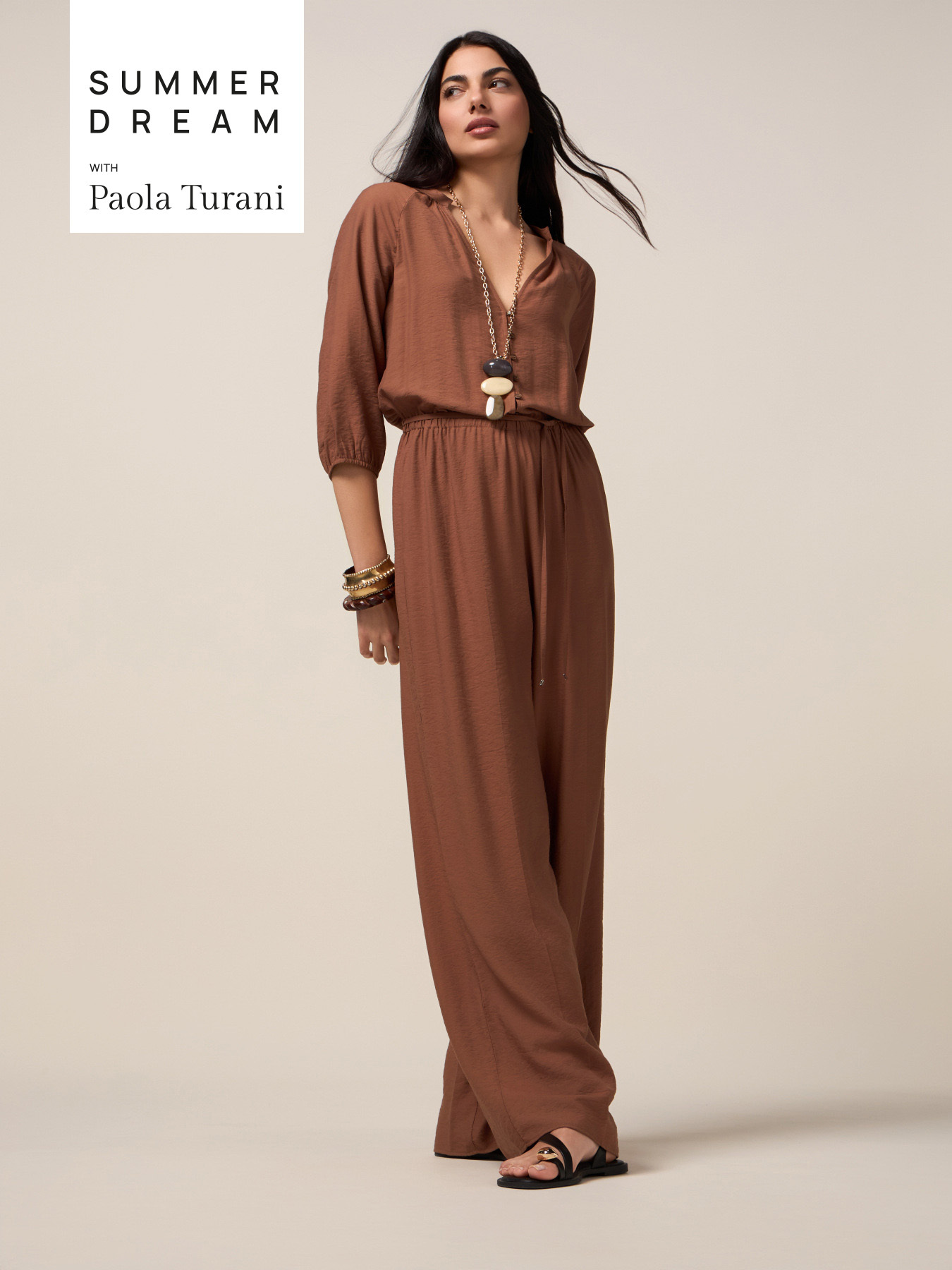 Tuta fluida con scollo a V image number 0