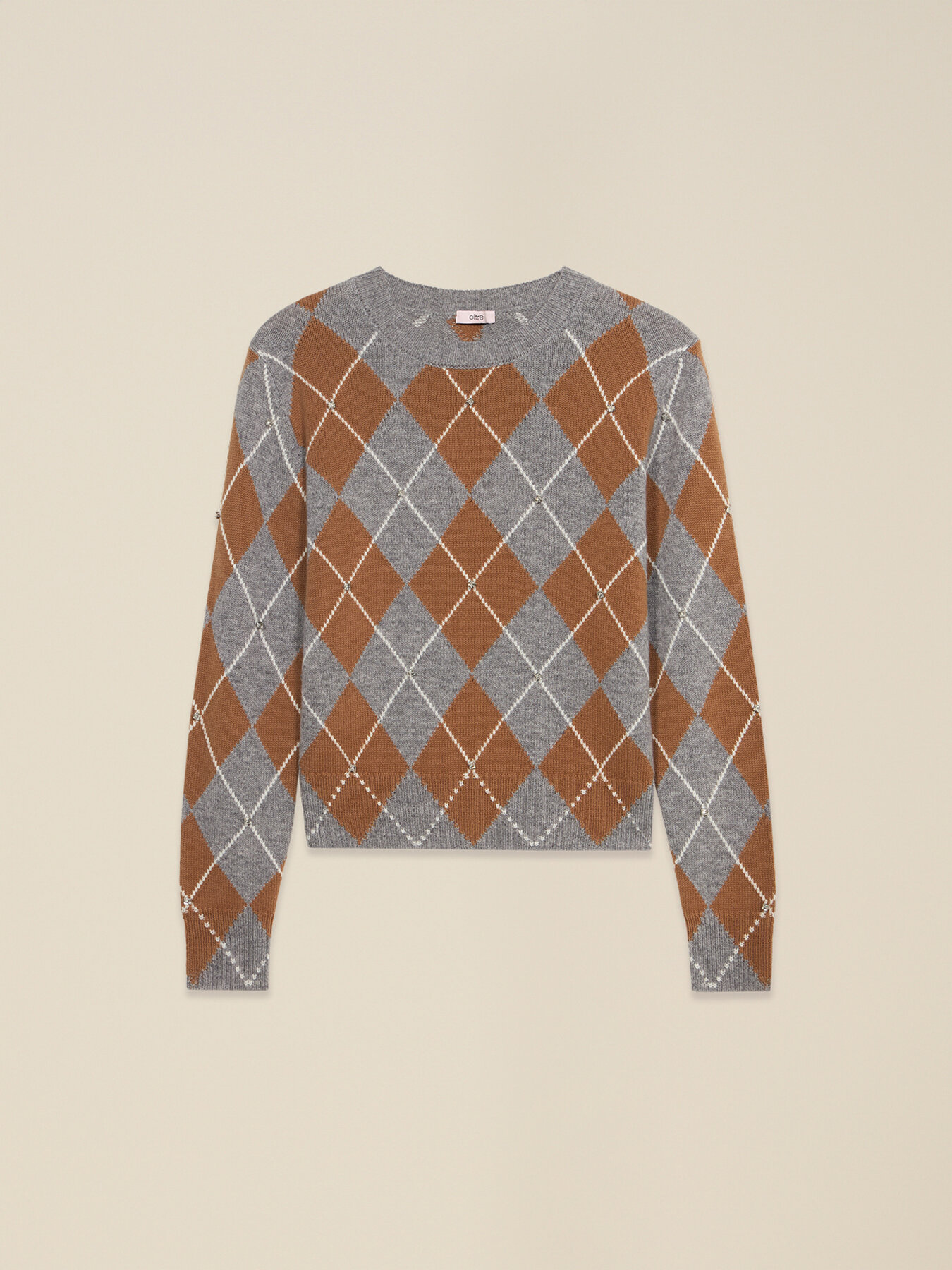 Pure wool sweater in argyle knit image number 0